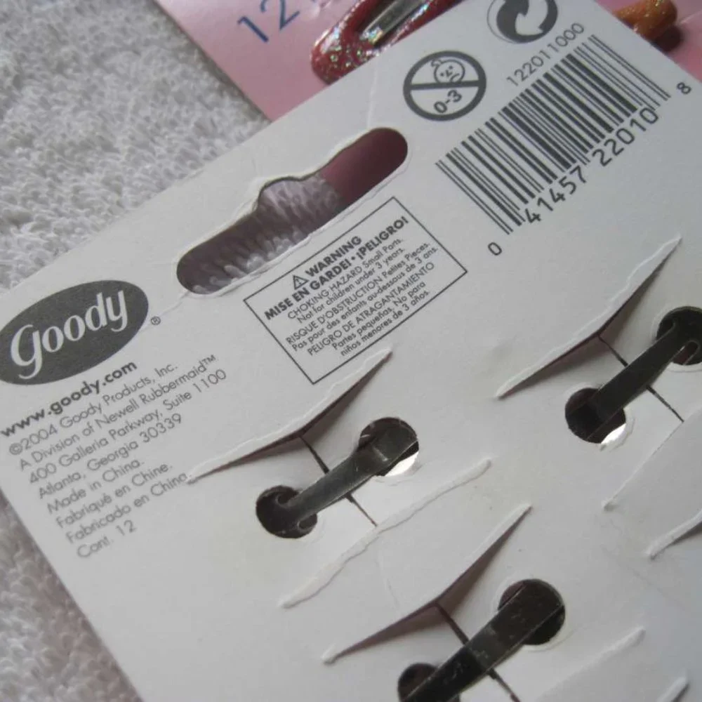 12 Goody Girls Colorful Glitter Coated Epoxy Covering Metal Hair Snap Clips 2004